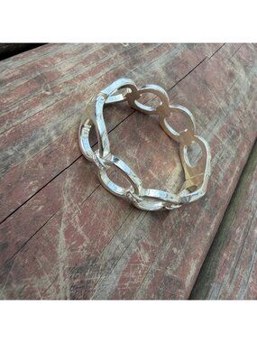 Silver-Tone Chain-Link Bracelet With Rhinestone Accents